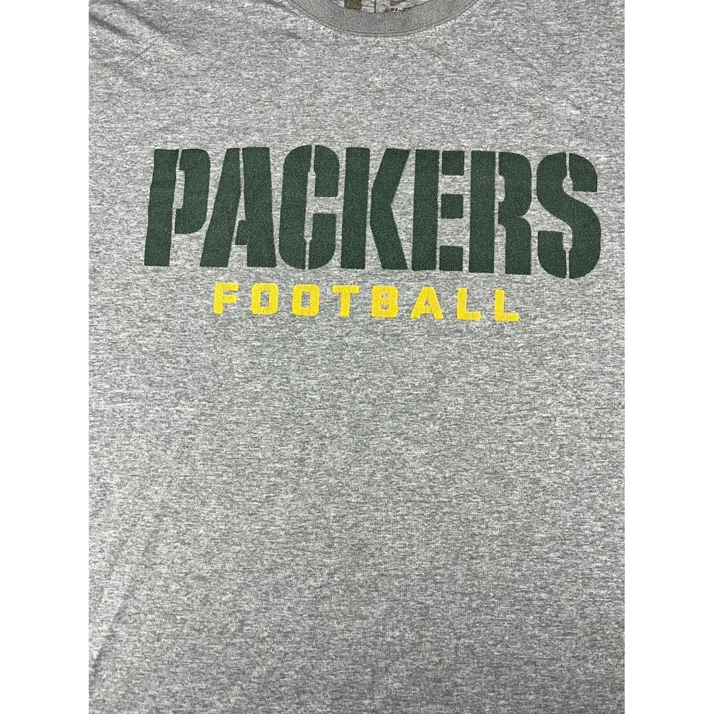 Green Bay Packers T-Shirt Mens XL Gray Dri-Fit Nike NFL Football Sports Crewneck
